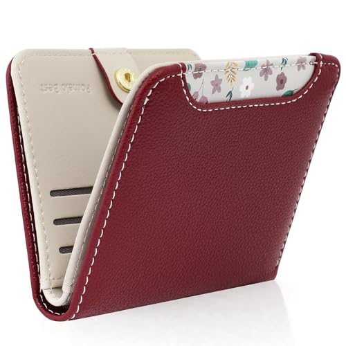 Pomelo Best Damen Geldbeutel Klein mit RFID-Schutz, Mini Portemonnaie aus Weichem PU-Leder, Stylisches Design mit Druck, leicht & praktisch für Alltag und Reise (Burgunderrot)
