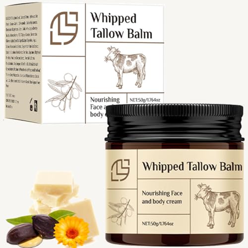 Beef Tallow for Skin with Olive Oil & Honey - Intensive Moisturizing Cream for Face & Body, Soothes Dry, Sensitive Skin - Nourishing Blend with Calendula & Oat