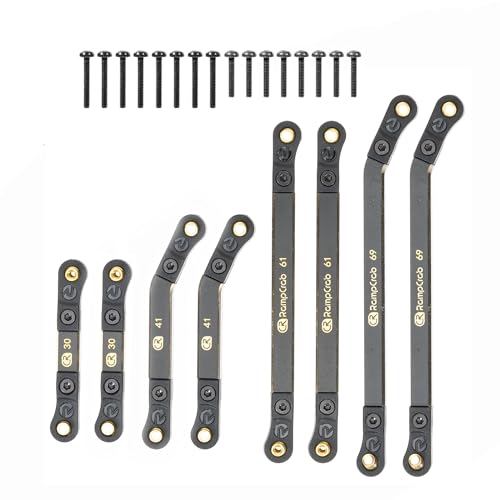 RampCrab High Clearance 4 Links Set for SCX24 90081, Brass Links Set, Upgrade Parts for SCX24 Deadbolt, Betty B17, Axial 1/24 RC Crawler Car Upgrade Accessories, 8Pcs, Black