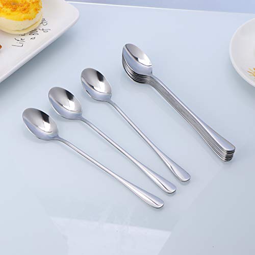 Yardwe 10 peças de colheres de aço inoxidável criativo de alça longa talheres para mexer café colher