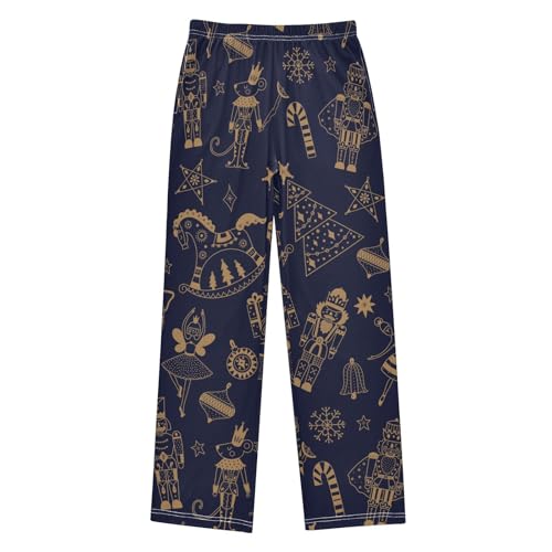 Boys' Pants Cute Gold Christmas Horse Long Bottoms Jogger Pants Elastic Waist Trousers with Pockets S-XL