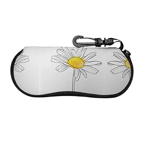 Estuche para gafas de dibujo de flores, unisex, suave, caja de seguridad para gafas con cremallera y clip para cinturón