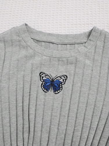 Image of Floerns Girls 2 Piece Outfit Twist Hem Tee Shirt and Flare Leg Pants Set