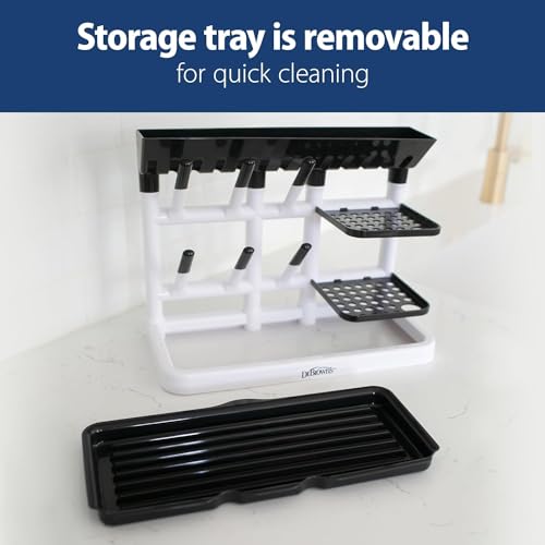 Dr. Brown's Drying Tower, Stand-Up Drying Rack with 2-in-1 Dry & Prep Silicone Mat, Silicone Baby Bottle Drying Mat with Removable Pegs for Baby Essentials, Built-in Bottle Prep, BPA-Free - image 4