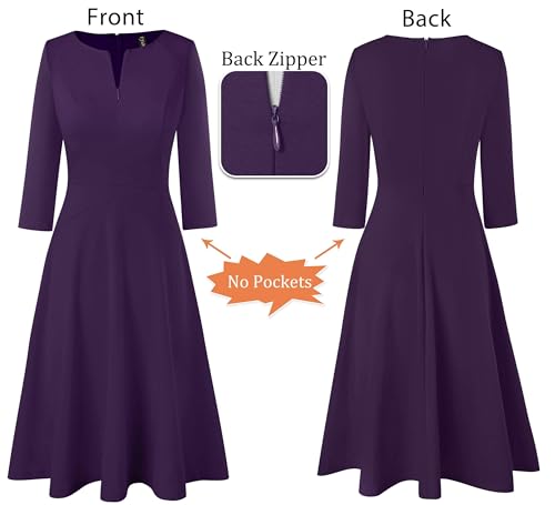 Image of VFSHOW Womens Work Business Office Front Zipper Slim Church A-Line Dress