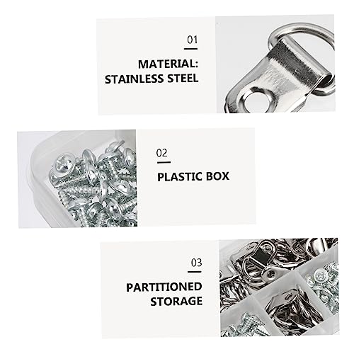 Image of SEWACC Picture Hanging Kit 80pcs Silver Photo Frame Hooks Home Hardware Set for Frame Picture Hanging Tool Kit