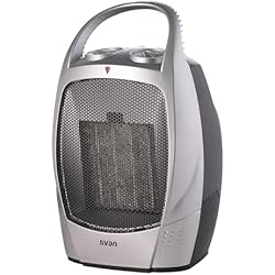 Svan Ventilador Svan Estufa cerámica Eléctrico Bajo Consumo Gris SCEC1500VG. 1500W, 2 Niveles de potencia, Termostato Regulable, Calefacción por Plato cerámico