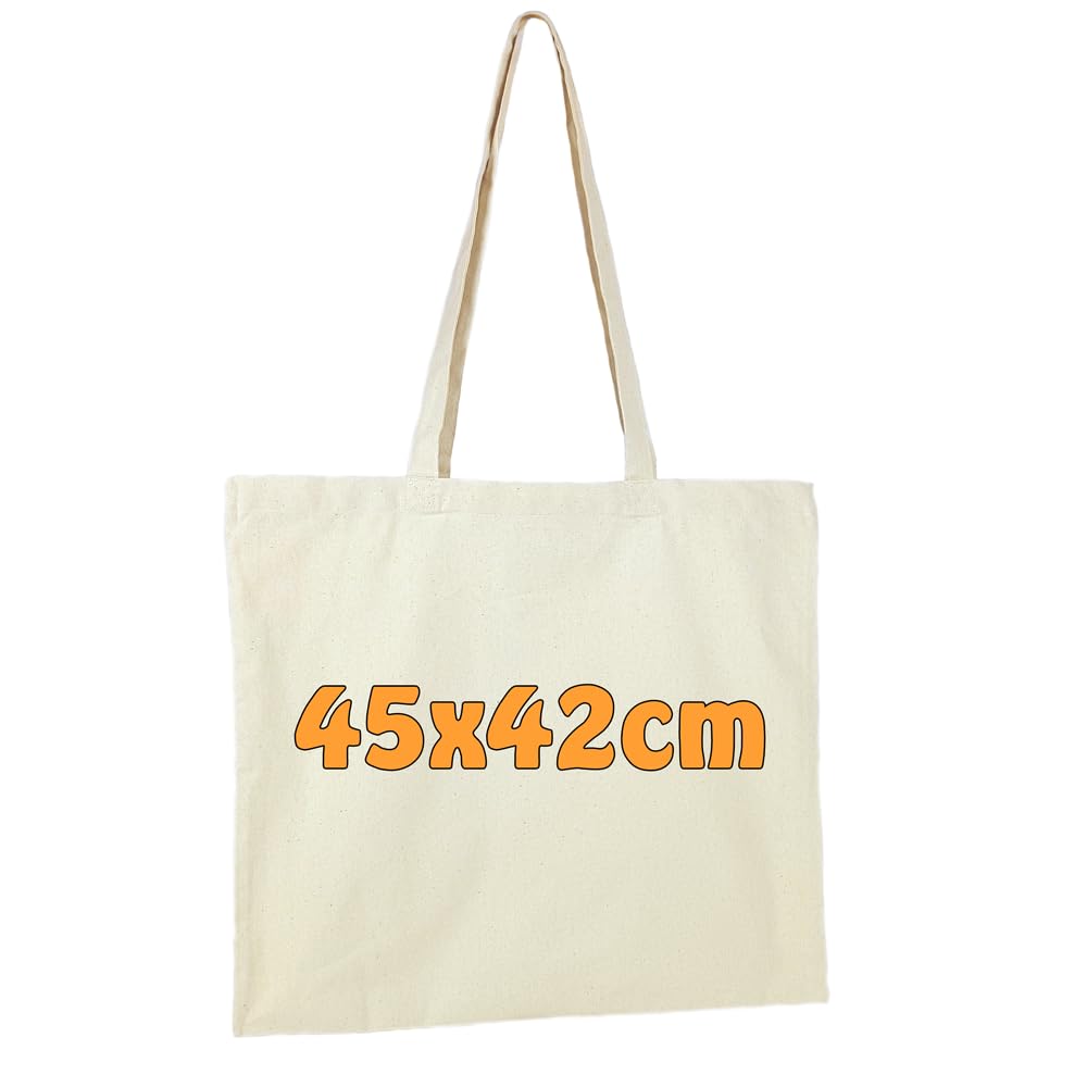Cottonbagjoe Sac en coton | Sac en jute | Non imprimé | Format paysage | 2 longues anses | 45 x 42 cm (naturel, 150 pièces)