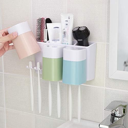Bathroom Toothbrush Holder Wall Mounted Magnetic Suction Toilet Rack Toothbrush Rack Toothbrush Cup Holder Set Suction Wall Storage Rack