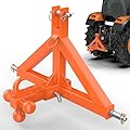 3 Point 2" Trailer Hitch Receiver and Towing Ball Hitch with Hook Heavy Duty Tractor Drawbar 3 Pt Quick Hitch Attachment for Kubota, John Deere Category 1 Subcompact Tractor Farm Equipment(Orange)