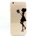 iPhone 6 Case, iPhone 6s Case, JAHOLAN Amusing Whimsical Designs Clear TPU Soft Case Rubber Silicone Skin Cover for Normal 4.7 inches iPhone 6/6s - Kiss Apple Girl
