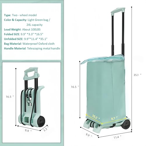 Carrito plegable portátil con ruedas 100 lbs miniatura 3