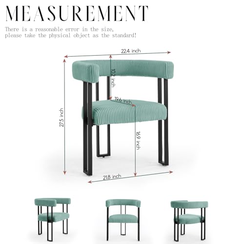 Image of Modern Corduroy Dining Chairs Set of 4 with Metal Legs,Comfy Accent Dining Room Chairs Upholstered Kitchen Side Chairs with Curved Backrest for Dining Room Kitchen Living Room (Mint,4)