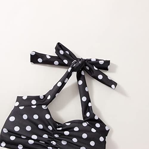 Baby Girl Bikini Kids Toddler Polka Dot Swimsuits Swimwear Beach Bathing Suit Bikinis Set Girls (Black, 12-18 Months)4