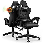 bigzzia Gaming Chair with Speakers PC Chair with bluetooth speakers Ergonomic Design with Cushion and Reclining Back Support (With Speaker Black)