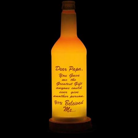 Giftsbymeeta Glass Printed Bottle Lamp (Yellow, 12.7-inches)