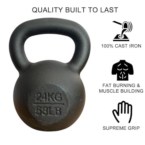 Chase Fitness Cast Iron Kettlebell for Strength and Cardio Home Gym Training 6kg - 24kg (24KG) - Image 4