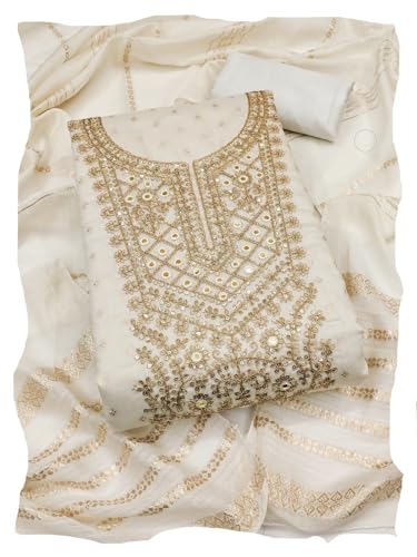 Image of LATEST DRESS MATERIAL FOR WOMEN FEBRIC TYP CHANDERI SILK