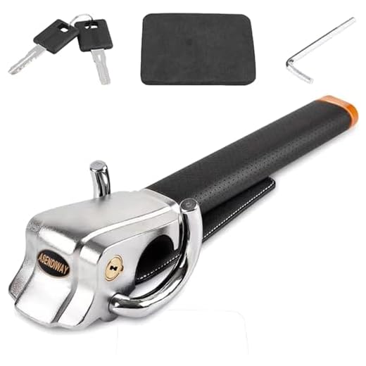 ASENDIWAY Steering Wheel Lock Universal Anti-Theft Device Heavy Duty Security Car Lock for Vehicle Auto Truck SUV Van with 2 Keys Black