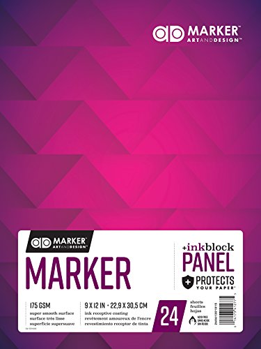 AD Marker Chartpak Paper Pad with Ink Block Panel, 175 GSM, 9 x 12, 24 Sheets/Pad, White, 1 Each (26061301015)