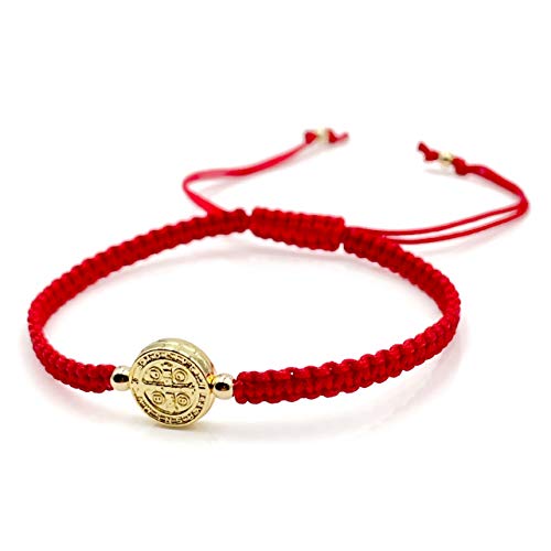 St. Benedict Medal on Handcrafted Adjustable Red Cord Braided Bracelet - Protection Jewelry for Women4