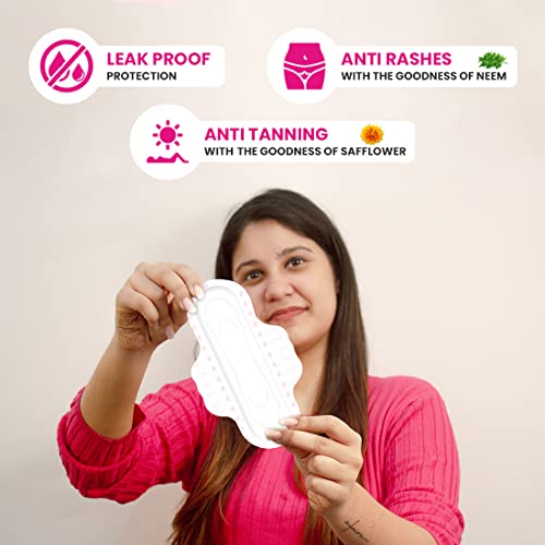 everteen XL Soft Neem-Safflower Sanitary Pads for Women – 20 Pads, Rash Free, Anti Tan, Skin Friendly, Double Wing Shape, Advanced Leak Protection, X Large, 280mm - Image 2