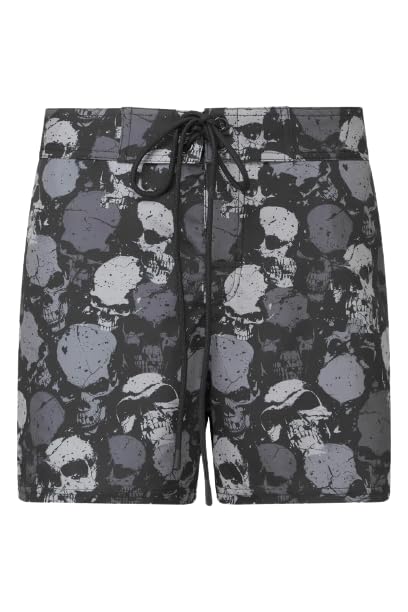 Killstar Sepulture Swim Shorts Skull Mens Drawstring Goth Grunge Punk-S Black