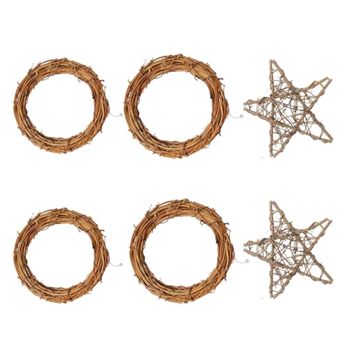 Rattan Wreath, 6Pcs Vine Branch Wreath, Natural Grapevine Wreaths Hand-woven Rattan Wreaths for DIY Craft Front Door Wall Decor Easter Christmas Halloween Wedding