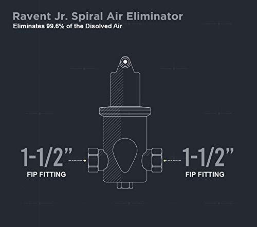 Image of Midline Valve SBW-TQ112U Spiral Air Eliminator Valve for Hydronic Heating Applications; Solid Brass; 1-1 /2 in. FIP Connections