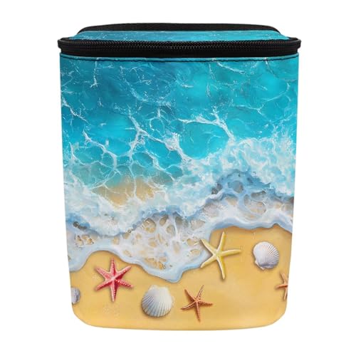 Image of KEIAHUAN Beach Theme Starfish Car Trash Can Hanging Foldable Multipurpose Trash Bin Container Storage Bag Grocery Organizer Bag for Back Seat for Outdoor Travelling Home Use