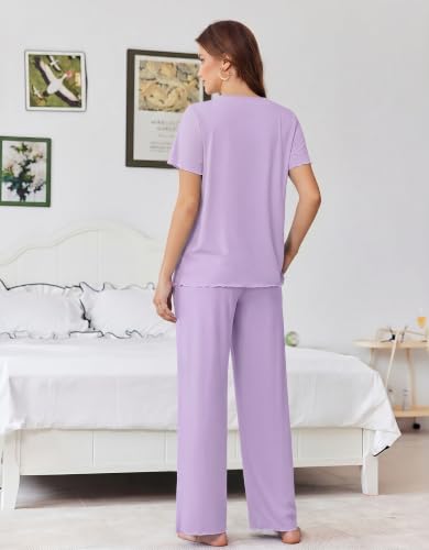 Ekouaer Womens Pajama Sets Viscose from Bamboo Top With Pants Lounge Set - image 4