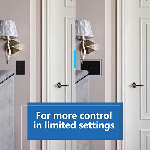 Image of LIDER Lighted Triple Switch with Screwless Wall Plate, Combination Frameless Decorator Switch with Locator Light, Ground Terminal Single Pole, 15A 120V, UL Listed, Thermoplastic, Matte Black, 2-Pack