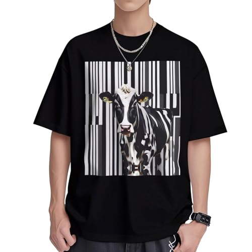 T-shirt vache pour femme et homme EdWal en coton doux à col rond