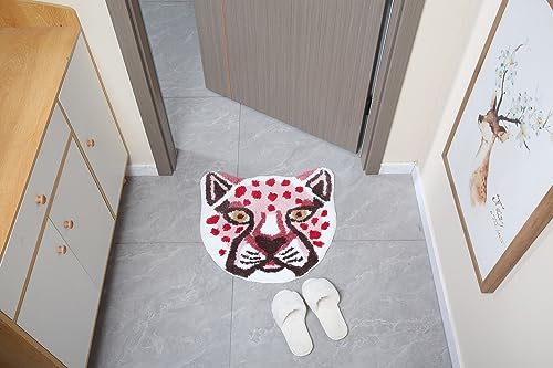 Wildlife Lion Tiger Head Design Small Rug For Bathroom,Bedroom,Home Decor Area Rug,Small Carpet,Pet Mat, (Pink Cheetah) #TOP4