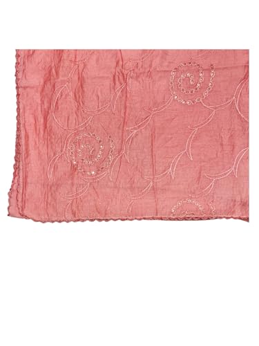 Image of LKC WOMEN'S SEQUENCE EMBROIDERED SELFDESIGN SOFT COTTON CHANDERI DUPATTA