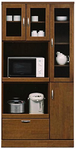 Amazon｜幅90cm食器棚 家電収納タイプ ブラウン 茶色 日本製 完成品 