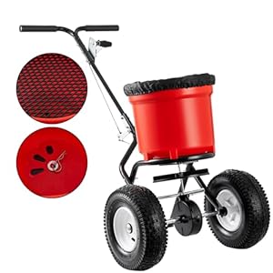Fertilizer Spreader, 90LBS Walk Behind Push Spreader, Broadcast Spreader for Seed, Fertilizer, Salt with 12.5-Inch Pneumatic Wheels