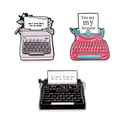 ピンバッジ タイプライター レトロ ブローチ ステーショナリー 文房具 韓国 雑貨 インテリア 可愛い おしゃれ ギフト デザイン文具 韓国語 ハングルpinbadge-014 (グレー)