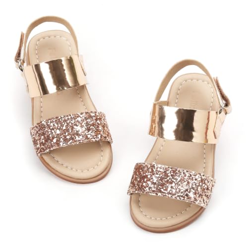 Image of Felix & Flora Toddler Girl Sandals - Little Girl Easter Dress Shoes Lightweight Open Toe Beach Holiday Flats