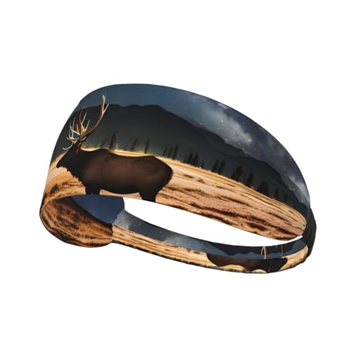 Elk in The Meadow - Diadema elástica para deportes al aire libre, yoga, ciclismo, viajes, absorbe el sudor