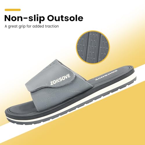 slides for men - adjustable slide sandals slip on- open toe memory foam beach sandals - comfortable summer footwear for indooroutdoor - black 7
