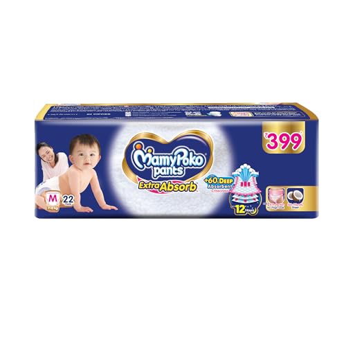 Image of MamyPoko Pants Extra Absorb Baby Diapers, Medium (M), 22 Count, 7-12 kg