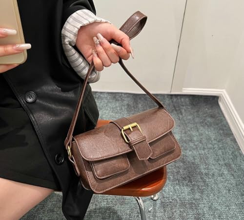Vintage Shoulder Bag for Women Stylish Hobo Crossbody Purse Vegan Leather Handbags Clutch Y2K Purse for Daily Work4