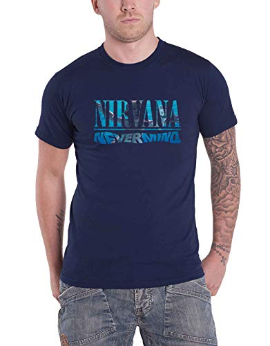 Nirvana T Shirt Live on Stage Band Logo Nouveau Officiel Homme Navy Bleu - Les Beatles, Paul McCartney, John Lennon, RIngo Starr, George Harrison Nirvana T Shirt Live on Stage Band Logo Nouveau Officiel Homme Navy Bleu