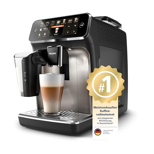 PHILIPS Series 5400 potpuno automatski aparat za kavu - LatteGo, 12 pića, pjenilica za mlijeko, ekran osjetljiv na dodir, 4 profila, kromirana završna obrada (EP5447/90)