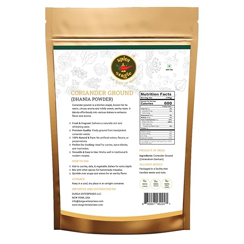 Spice Magic Ground Coriander Powder - 100% Pure & Freshly Ground, Non-GMO, Premium Quality Spice for Cooking and Seasoning- 7 oz (200 g) Resealable Bag - Thumbnail 2