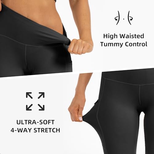 Image of YUDSUD High Waisted Leggings with Pockets for Women, 3 Pack | Tummy Control, Yoga Pants, Running & Daily Wear