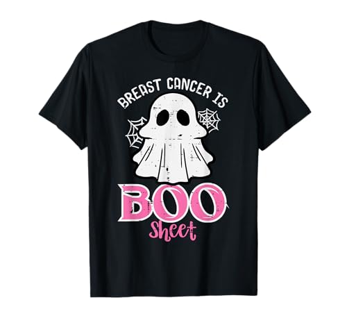 Hoja de concienciación sobre el cáncer de mama Ghost Boo Halloween para hombres y mujeres Camiseta
