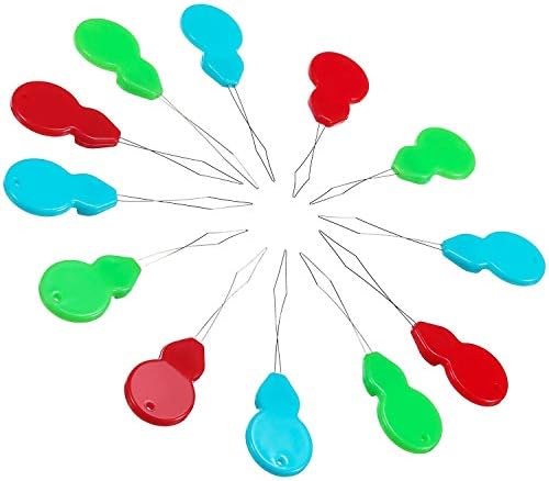 Rmeet Needle Threader,30 Pack Needle Threaders Brass Wire Gourd Shaped Plastic Needle Thread Detector for Hand Sewing Yarn Embroidery and Cross Stitch Assorted Colours