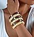 iF YOU 6pcs Chunky Amber Acrylic Bangle Bracelets for Women, Resin Bamboo Bead Stretchy Bracelet Stack, Fashion Jewelry for Women (6pcs-beige & brown bracelets)